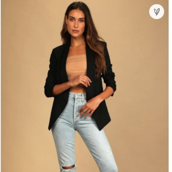 MATTY M BLACK RUCHED SLEEVE BLAZER NWT - Picture 3 of 3